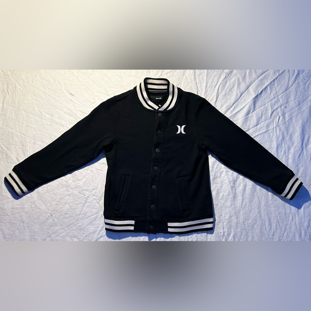 Boys Nice Hurley Button Up Varsity Jacket